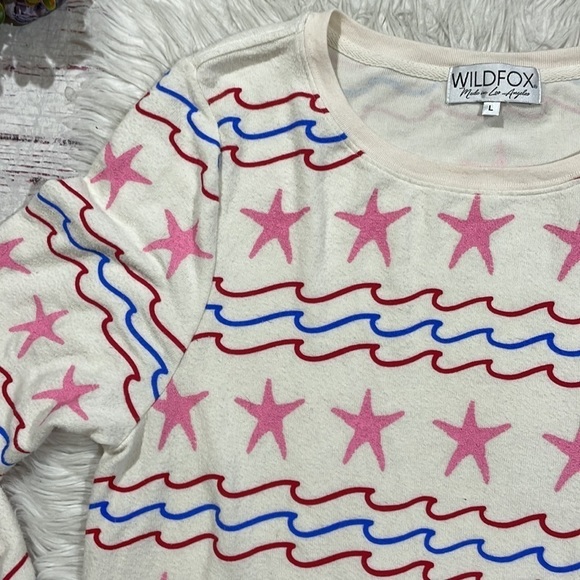Wildfox Sea Stars & Stripes Baggy Beach Jumper Sweatshirt - Picture 5 of 11